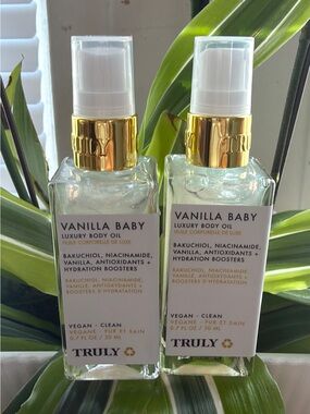 TRULY Vanilla Baby Luxury Body Oil — White & Gold Accents